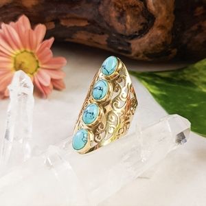 🦋LAST🦋 NWT Baizaar Turquoise Stone Filigree Ring, Size 9